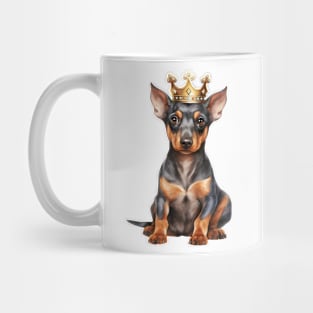 Watercolor Doberman Pinscher Dog Wearing a Crown Mug